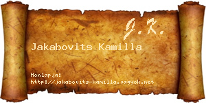 Jakabovits Kamilla névjegykártya